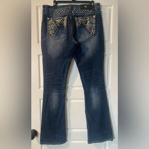 Cloe Bootcut Miss Me Jeans with Feather Pattern